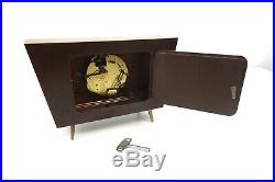 Very Rare Stunning MID Century Modernism Teak Table Clock Vintage 1960 By Hermle