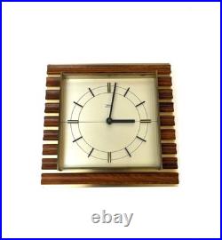 Very Rare Stunning Mid Century Danish Modern Teak Brass Wall Clock by Diehl