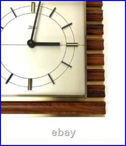 Very Rare Stunning Mid Century Danish Modern Teak Brass Wall Clock by Diehl