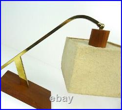 Very Rare Vintage MID Century Teak & Brass Desk Lamp Danish Modern Denmark 1960