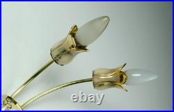 Very beautiful and rare mid century 2-light ceramic and brass SCONCE 1950s