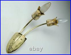 Very beautiful and rare mid century 2-light ceramic and brass SCONCE 1950s