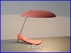 Very rare Italian Mid Century modernist table lamp with red shrink varnish