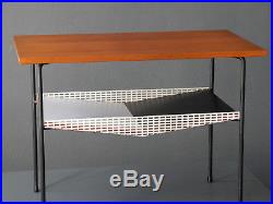 Very rare Mid Century Modernist teak perforated metal side table from Italy