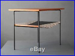 Very rare Mid Century Modernist teak perforated metal side table from Italy