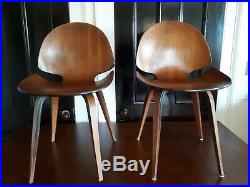 Very rare, Mulhauser, Cherner, bent plywood, vintage, Plycraft chairs, pair