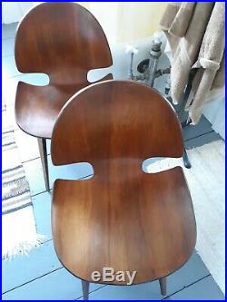 Very rare, Mulhauser, Cherner, bent plywood, vintage, Plycraft chairs, pair