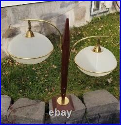Very rare kane products inc. Wood, brass and acrylic mid century modern lamp