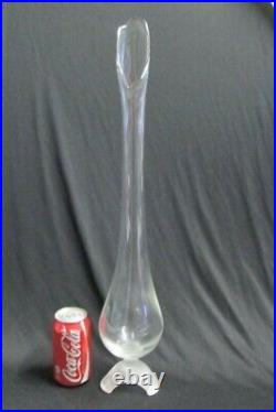 Viking CLEAR Art Glass 24 t SWUNG VASE Epic Drape Satin Footed Stretch RARE