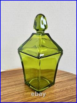 Viking Glass 6811 Epic Avocado Green Cigarette Box Candy Jar MCM Rare