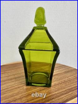 Viking Glass 6811 Epic Avocado Green Cigarette Box Candy Jar MCM Rare
