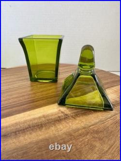 Viking Glass 6811 Epic Avocado Green Cigarette Box Candy Jar MCM Rare