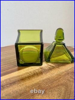Viking Glass 6811 Epic Avocado Green Cigarette Box Candy Jar MCM Rare
