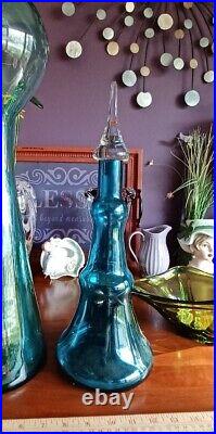Viking glass Blue Vase #1257 Decanter MCM 17 Rare 1958