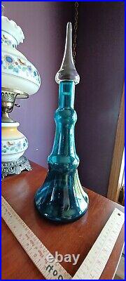 Viking glass Blue Vase #1257 Decanter MCM 17 Rare 1958
