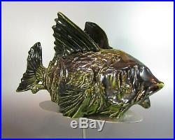 Vintage 1950's McCoy mark USA Pottery Green Large FISH PLANTER Ceramic rare 12