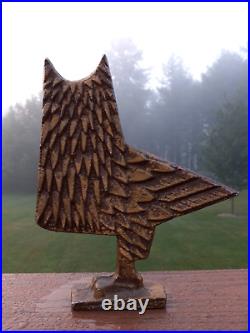 Vintage 1960s Metal Owl Sculpture Midcentury Modern Bird Art Retro Statue Rare