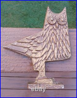 Vintage 1960s Metal Owl Sculpture Midcentury Modern Bird Art Retro Statue Rare