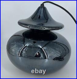 Vintage 1970's Mid Century Modern, Black Chrome Ceramic Hanging Lamp RARE