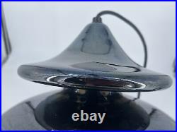Vintage 1970's Mid Century Modern, Black Chrome Ceramic Hanging Lamp RARE