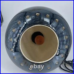 Vintage 1970's Mid Century Modern, Black Chrome Ceramic Hanging Lamp RARE