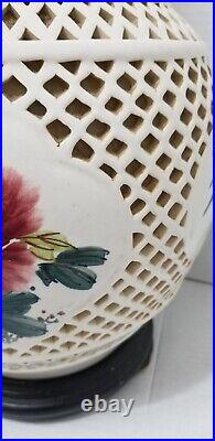 Vintage 50's 60's Rare Mid Century Modern Blanc De Chine Reticulated Lamp READ