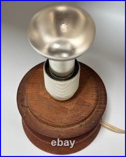 Vintage 50s 60s MCM Swiss Teak Table Lamp With Paper Cord Shade Temde Rare READ