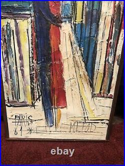 Vintage 60s Abstract Oil Painting Paris Mid Century Modern Art Signed Rare
