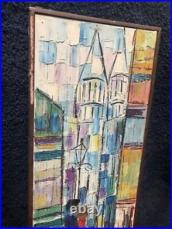 Vintage 60s Abstract Oil Painting Paris Mid Century Modern Art Signed Rare
