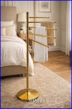 Vintage 6 Arm Brass Tone Valet Stand / Towel Rack Mid Century Modern Rare! 9lb