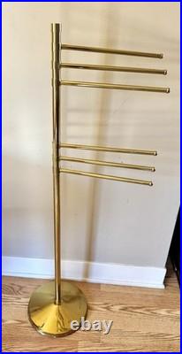Vintage 6 Arm Brass Tone Valet Stand / Towel Rack Mid Century Modern Rare! 9lb