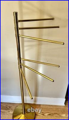 Vintage 6 Arm Brass Tone Valet Stand / Towel Rack Mid Century Modern Rare! 9lb