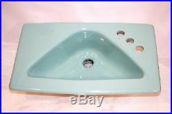 Vintage American Standard Bathroom Sink Mid Century Rare Sky Blue Triangle