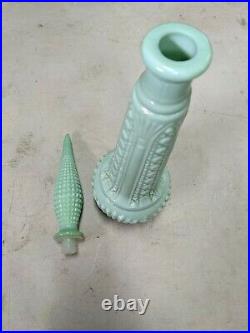 Vintage Aqua Blue Jadeite Milk Genie Bottle Empoli Mid Century Decanter RARE