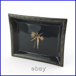 Vintage Art Deco Atomic Man Smoked Glass Tray Mid Century Modern MCM RARE