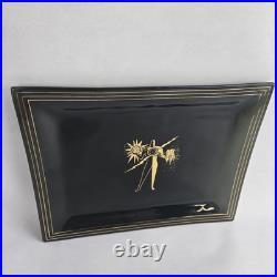 Vintage Art Deco Atomic Man Smoked Glass Tray Mid Century Modern MCM RARE