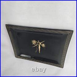 Vintage Art Deco Atomic Man Smoked Glass Tray Mid Century Modern MCM RARE