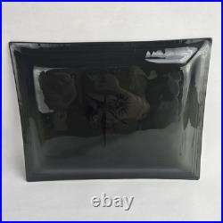 Vintage Art Deco Atomic Man Smoked Glass Tray Mid Century Modern MCM RARE