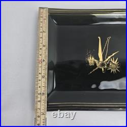 Vintage Art Deco Atomic Man Smoked Glass Tray Mid Century Modern MCM RARE