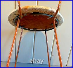 Vintage Atomic 1950s Metal / Iron Orange Mid-Century Modern Stool Rare Sculpture