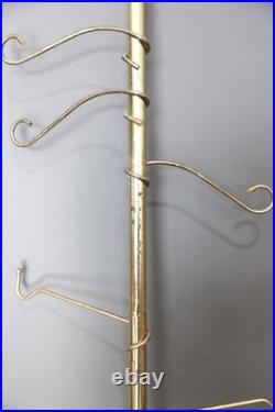 Vintage Atomic Mid Century Tension Pole Lamp clothing rack brass hooks RARE