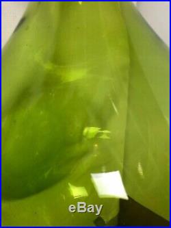 Vintage Blenko Huge Dimple Bottle Vase Green With Label, Joel Myers 17 Rare