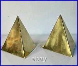 Vintage Brass Pyramid Bookends Ben Seibel Era Mid Century Modern MCM