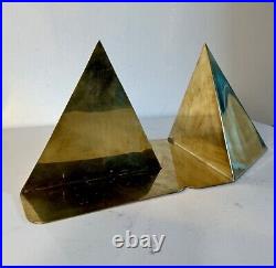 Vintage Brass Pyramid Bookends Ben Seibel Era Mid Century Modern MCM