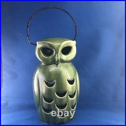 Vintage Brush McCoy Ceramalite Owl Lantern in Green Rare 10x6