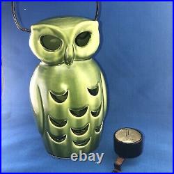 Vintage Brush McCoy Ceramalite Owl Lantern in Green Rare 10x6
