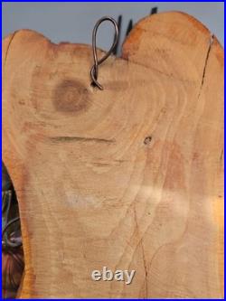 Vintage Brutalist Wall Art Mid Century Modern Metal Burl wood Rare Set