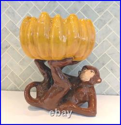 Vintage Ceramic Monkey Holding Banana Fruit Bowl Rare Glazed Kitchen Decor MCM Vintage Ceramic Monkey Holding Banana Fruit Bowl Rare Glazed Kitchen Decor MCM