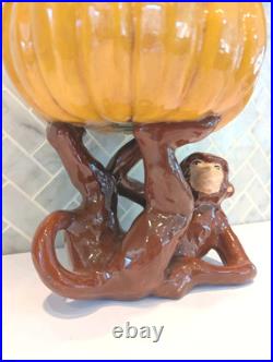 Vintage Ceramic Monkey Holding Banana Fruit Bowl Rare Glazed Kitchen Decor MCM Vintage Ceramic Monkey Holding Banana Fruit Bowl Rare Glazed Kitchen Decor MCM