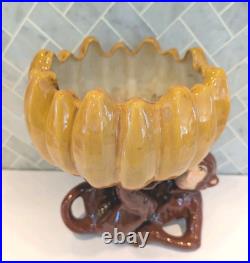 Vintage Ceramic Monkey Holding Banana Fruit Bowl Rare Glazed Kitchen Decor MCM Vintage Ceramic Monkey Holding Banana Fruit Bowl Rare Glazed Kitchen Decor MCM